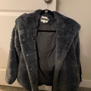 Apparis Gray Fur Look Jacket